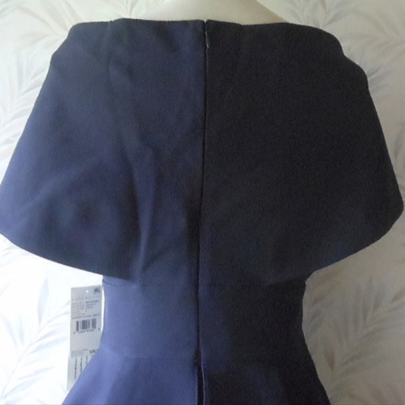 Aidan Mattox Shawl Neckline Peplum Navy Long Formal Dress Size 4 NWT MSRP $395 - Picture 10 of 14